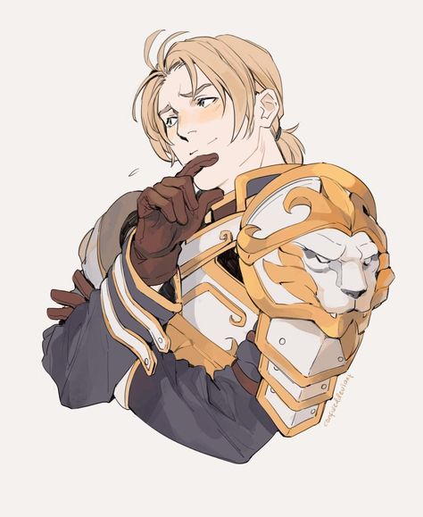 Lila Bard Fan Art, Anduin Wrynn Art, Arcana Domain Cleric, Blonde Male Knight, Dnd Paladin Male Human, Paladin Illustration, Male Paladin Art, Anduin Wrynn X Wrathion, Wrathion Anduin