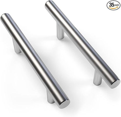 Mega Handles 35 Pack I Cabinet Pulls 5 Inch, Stainless Steel Cabinet Handle Pulls I Ideal for Kitchen Drawer, Cabinets, Door, Cupboard I Hardware for Cabinets - Hole Distance 3 Inch - Satin Nickel - Amazon.com Different Cabinet Styles, Types Of Cabinet Doors, Hardware For Cabinets, Drawer Cabinets, Curved Cabinets, Stainless Steel Cabinet, Kitchen Cabinet Drawers, Stainless Steel Cabinets, Old Cabinets