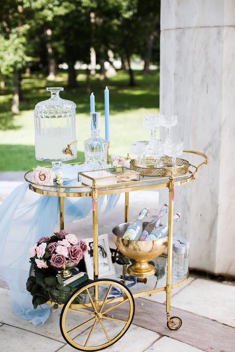 This eye catching gold beverage cart with candles, cocktails and flower arrangements certainly made this microwedding feel a bit more personal.  #agriffinevents #microwedding #beveragecart #weddingcart Wedding Cart, Wedding Management, Beverage Cart, Intimate Wedding Ideas, Wedding Options, Bar Cart Styling, Custom Cocktails, Intimate Wedding Ceremony, Wedding Planning Services