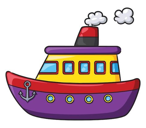 Vector ship cartoon | Premium Vector #Freepik #vector #sailboat #boat #ship-sailboat #marine Ship Cartoon Images, Ship Cartoon Drawing, Ship Clip Art, Cartoon Boat, Ship Clipart, Family Tree Images, Boat Images, Boat Cartoon, Counting Activities Preschool