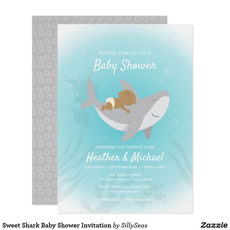 Sweet Shark Baby Shower Invitation Shark Baby Shower, Couples Baby Shower Invitations, Baby Shower Deco, Couples Baby Showers, Boho Baby Shower Invitations, Woodland Baby Shower Invitations, Couples Shower Invitations, Baby Shower Fun, Baby Shower Invitations For Boys