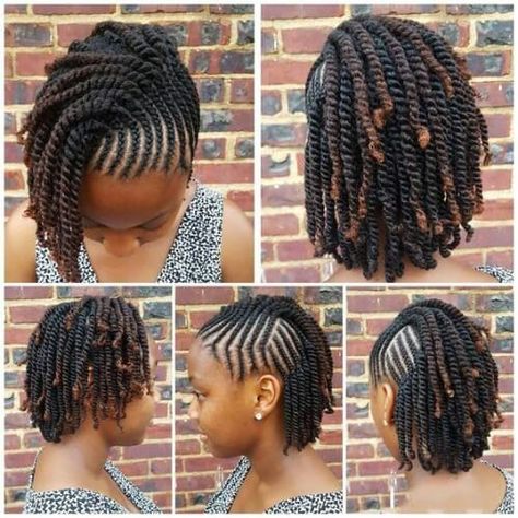 Braids For Short Hair Black Female | New Natural Hairstyles Hairstyles Bohemian, New Natural Hairstyles, Kid Braid Styles, Short Hair Black, Natural Hair Twists, Twist Styles, Pelo Afro, Hair Twist Styles, Natural Hair Updo