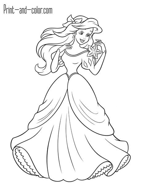 The Little Mermaid coloring pages | Print and Color.com Ariel Color, Ariel Coloring Pages, Disney Coloring Sheets, Princess Printables, Disney Princess Colors, Disney Princess Coloring Pages, Barbie Coloring, Barbie Coloring Pages, Mermaid Coloring Pages