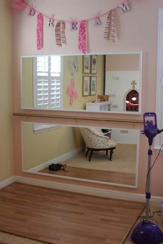 DIY Dance Room Ballet Bedroom, Dance Bedroom, Dance Mirror, Dancing Room, Ballerina Bedroom, Ballet Room, Ballerina Room, Home Dance Studio, Playroom Makeover