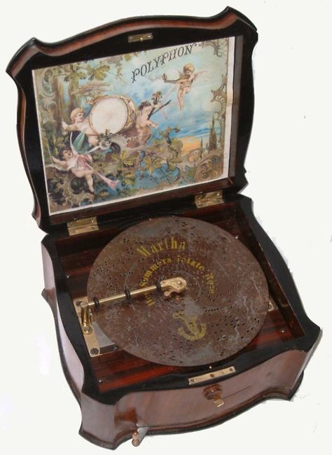 Polyphon music box, ca. 1900. Antique Music Box, Music Box Vintage, Musical Box, Music Jewelry, Record Players, Record Player, Vintage Music, Objet D'art, Antique Toys