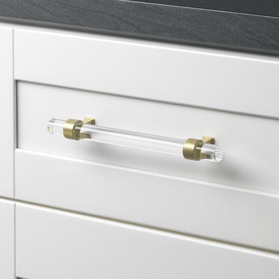 This sleek clear acrylic cabinet drawer pull from GlideRite Hardware will add a trendy touch to your kitchen and bathroom cabinet drawers. Each pull is packaged individually to prevent damage to the finish. GlideRite Hardware Finish: Satin Gold GlideRite Hardware 5-1/16" Center to Acrylic Bar Pull - Cabinet & Drawer Pulls in Satin Gold | Size 5.06" | Birch Lane Clear Cabinet Pulls, Shiplap Paneling, Acrylic Bar, Modern Vanity Lighting, Peel And Stick Floor, Acrylic Cabinets, Brass Cabinet Pulls, Pull Cabinet, Kitchen Pulls