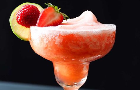 Frozen Strawberry Margarita with Frozen Strawberries | Tequila O'Clock Frozen Strawberry Margarita Recipe, Strawberry Tequila, Frozen Strawberry Margarita, Strawberry Margarita Recipe, Frozen Strawberry, Happy Hour Drinks, Strawberry Margarita, Margarita Recipe, Margarita Recipes