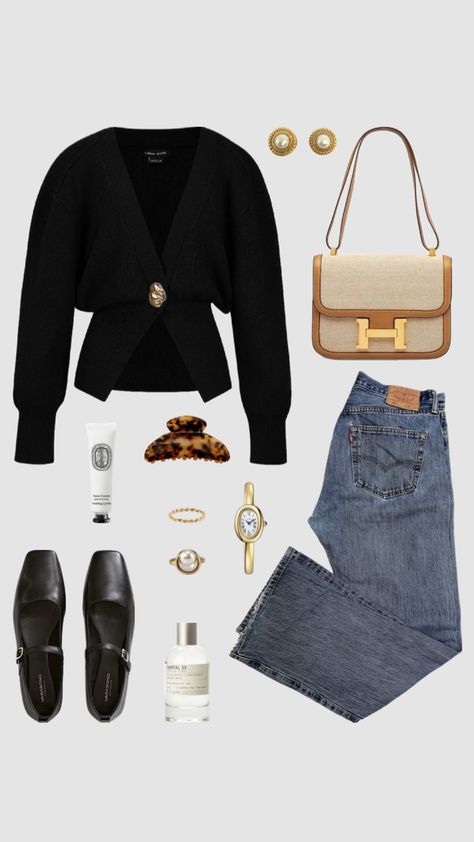 #gold #elegant #classy #timeless #cardigan #lilyvanderwoodsen #maryjanes #chic #hermesconstance #fall #autumn #outfitinspo Elegant Outfit Classy Chic, Capsule Wardrobe Casual, Elegant Classy Outfits, Cute Christmas Outfits, Elegant Outfit Classy, Winter Outfits Cold, Winter Fits, Casual Chic Outfit, Outfit Inspo Fall