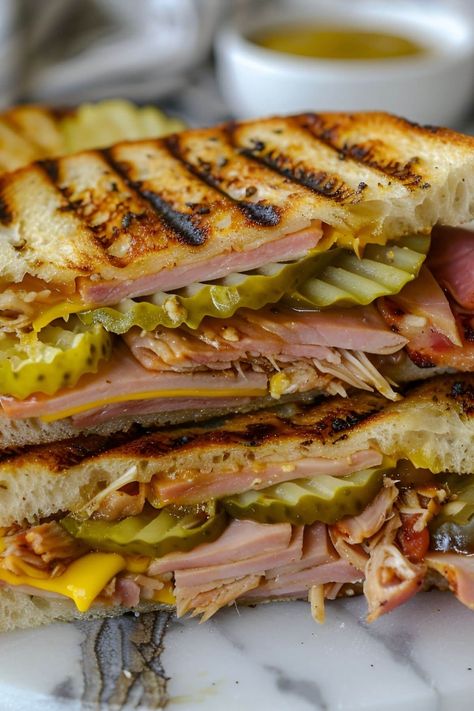 Cubano Sandwiches Recipe, Chibata Sandwich Recipe, Good Sandwiches Recipes, Cuban Sandwhich, Artisan Sandwiches, Best Lunch Ideas, Hot Pastrami Sandwich, Sandwich Gourmet, Ham Sandwich Recipes