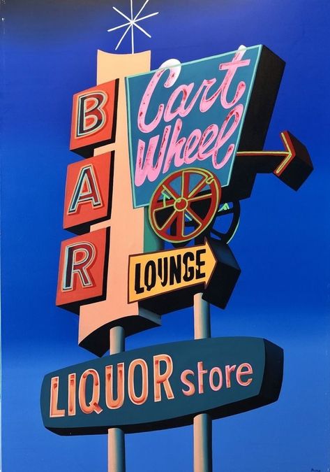 Road Sign Poster, Retro Neon Signs, Retro Signs Vintage, Retro Signage, Googie Architecture, Vintage Signage, Retro Signs, Vintage Neon Signs, American Diner