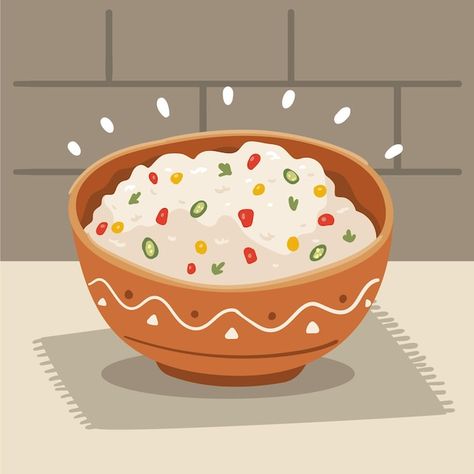 Free vector hand drawn gopalkala illustr... | Free Vector #Freepik #freevector #poha #rice-dish #rice-illustration #food-illustration Vector Hand, Food Illustrations, Vector Photo, Graphic Resources, Hand Drawn, Vector Free, Vector Illustration, How To Draw Hands, Rice