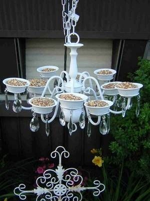 Repurpose an old chandelier as a bird feeder. | 41 Cheap And Easy Backyard DIYs You Must Do This Summer Chandelier Bird Feeder, Easy Backyard Diy, Old Chandelier, Easy Backyard, Bird Baths, Have Inspiration, Bird Feeder, Garden Crafts, Yard Ideas