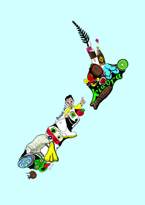 This is a unique illustration in the shape of New Zealand using Classic Kiwiana icons. I hand drew the images and then inserted colour using Photoshop to give it that extra POP!! 
It will compliment and enhance any decor style, modern or traditional and will make a perfect gift for any occasion. Kiwiana Art, Map Of New Zealand, Illustrated Map, Icon Illustration, Illustration Print, New Zealand, Art Wall, Decor Styles, Snoopy