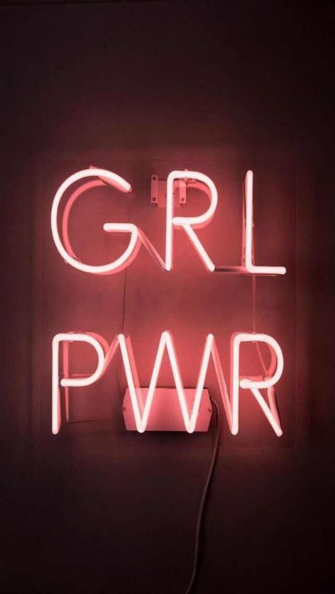 Neon Sign, Girl Power, Neon, Wall, Pink, Black