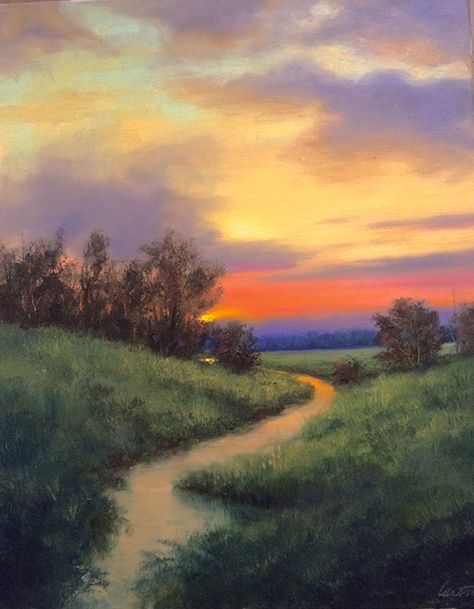 The Collection Golden Hour Painting, Fall Canvas Art, Sunset Paintings, Sunset Oil Painting, Sunset Painting Acrylic, Golden Hour Sunset, Western Artwork, Painting Pastel, Landscape Sunset