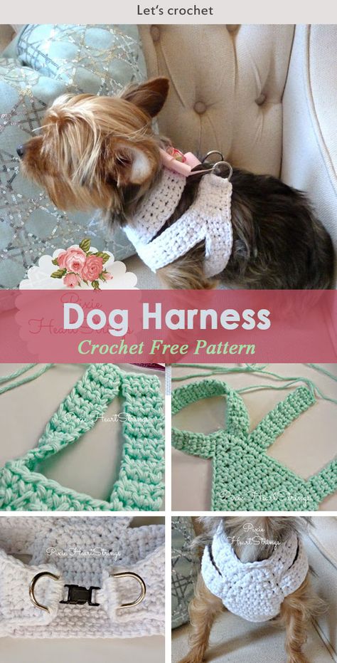 A Crocheted Dog Harness for Your Tiny Dog ~ FREE Pattern #freecrochetpattern #dog Crochet Dog Onesie Free Pattern, Dog Harness Pattern Free, Crochet Dog Sweater Free Pattern, Dog Harness Pattern, Diy Chat, Crochet Dog Clothes, Dog Sweater Crochet Pattern, Dog Sweater Pattern, Crochet Dog Patterns