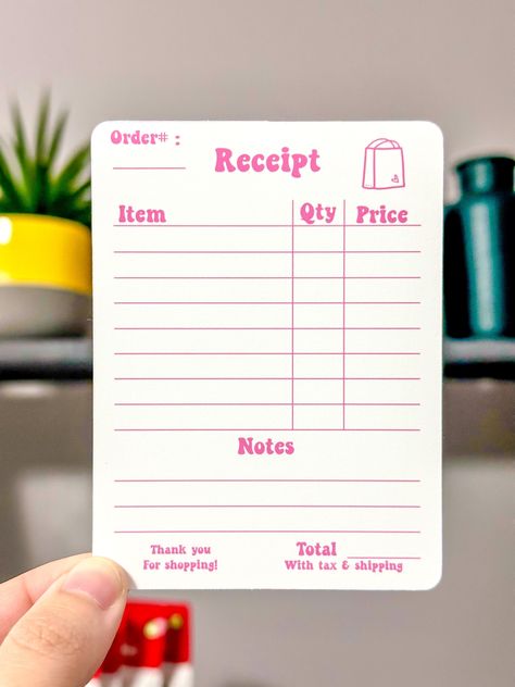 Pink Receipt for Small Business | Digital Download Receipt Design Template Free Printable, Small Business Journal Ideas, Cute Receipt Template Free Printable, Branding For Small Business, Small Beauty Business Ideas, Small Business Receipt Template, Canva Business Ideas, Business Stickers Packaging Ideas, Cute Receipt Template