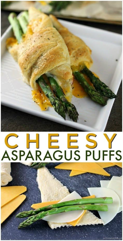 Baking Asparagus, Asparagus Appetizer, Cheese Asparagus, Cheesy Asparagus, Easy Crescent Rolls, Asparagus Wraps, Quick Appetizer, Crescent Roll Recipes, Cheese Muffins