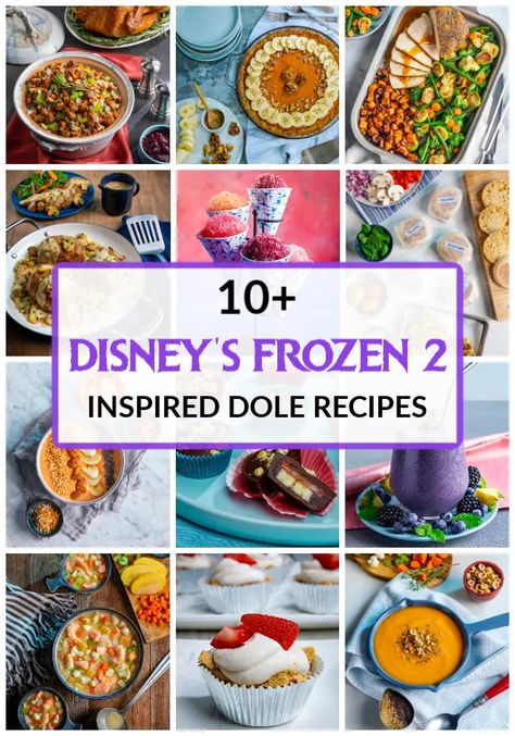 10+ Disney Frozen Inspired Dole Recipes. Dole Fall Blogger Summit Featuring Disney’s Frozen 2. Frozen movie themed food ideas. Dole Recipe Ideas. Frozen 2 Dinner And A Movie, Frozen Themed Food Dinners, Frozen Themed Dinner, Frozen Themed Food, Disney Party Foods, Dole Recipes, Disney Movie Night Dinner, Movie Night Dinner, Disney Dinner