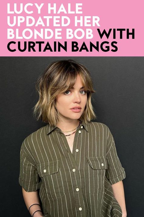 Midi Bob With Curtain Bangs, Medium Layered Bob With Curtain Bangs, Lob With Wispy Curtain Bangs, Chin Length With Curtain Bangs, Low Updo With Curtain Bangs, Short Bob With Curtain Bangs Thick Hair, Curtain Bangs Over 40 Fine Hair, Blonde Balayage Short Hair Curtain Bangs, Short Curtain Bang