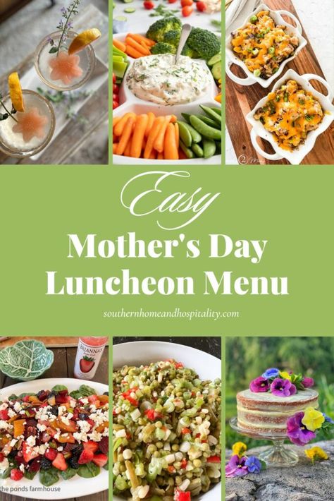 Mother's Day Celebration Ideas, Mothers Day Luncheon, Mother's Day Brunch Menu, Hot Chicken Salads, Luncheon Menu, Mother's Day Celebration, Grapefruit Cocktail, Mother's Day Brunch, Cooked Meal