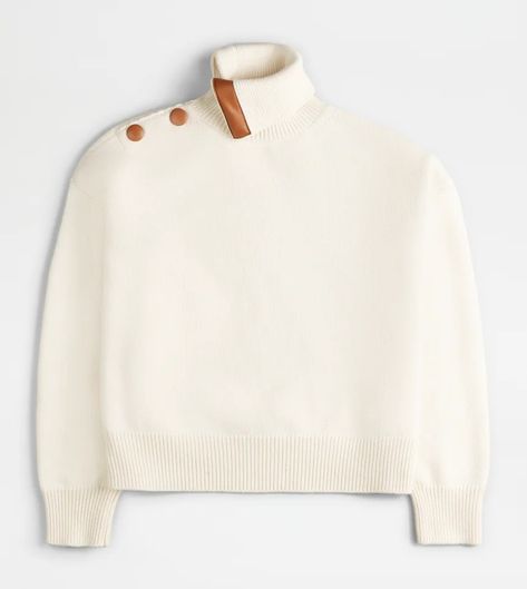 Search | Tod's Off White Turtleneck, Leather Detailing, White Turtleneck, Design Lab, Gift Boutique, Sophisticated Style, Trainers Women, Covered Buttons, The Weekend