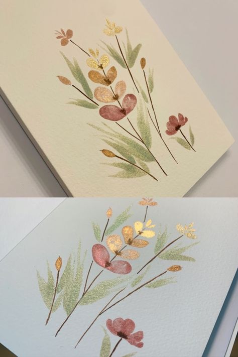 floral watercolor painting | Floral watercolor paintings, Floral watercolor, Flower art drawing Simple Floral Art Painting, Metallic Flower Painting, Watercolor Metallic Paint, Metallic Watercolor Ideas, Watercolor With Metallic Paint, Metalic Watercolor Ideas, Metalic Watercolour, Metallic Watercolor Painting Ideas, Watercolour Flowers Simple