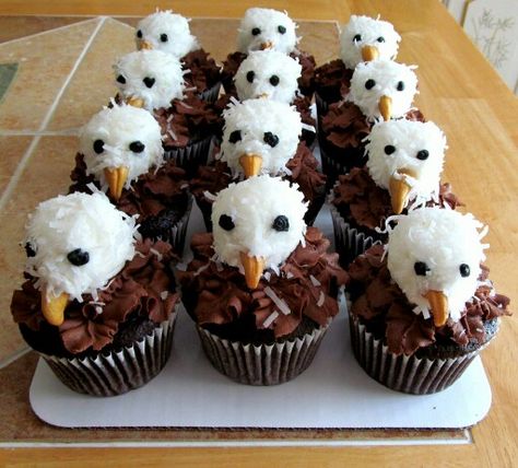 Eagles Themed Desserts, Eagles Game Day Food, Eagle Themed Snacks, Eagle Food Ideas, Eagles Themed Food, Eagle Scout Cupcake Ideas, Eagles Appetizers, Eagle Birthday Cake, Bald Eagle Cupcakes