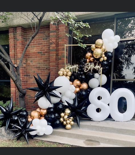 80 Balloon Decor, Great Gatsby Balloon Garland, 80s Balloon Arch, Balloon Garland Entrance Door, Monster Truck Balloon Garland, Balloons Art, Business Party, Birthday Dinner Party, Backdrop Ideas