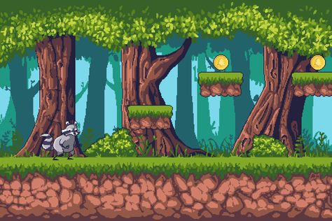 Photoshop Animation, Jump Animation, 2d Game Background, Platformer Game, Game Level Design, Game Maker, Forest Games, Pixel Game, Pixel Art Characters