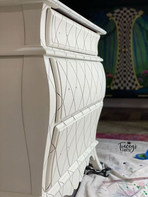 Harlequin Bombay Chest Bombay Chest Makeover, Chest Makeover, Bombay Chest, Patterned Furniture, Painted Chest, Miniatures Tutorials, Black Sand, Silk Painting, Make And Sell