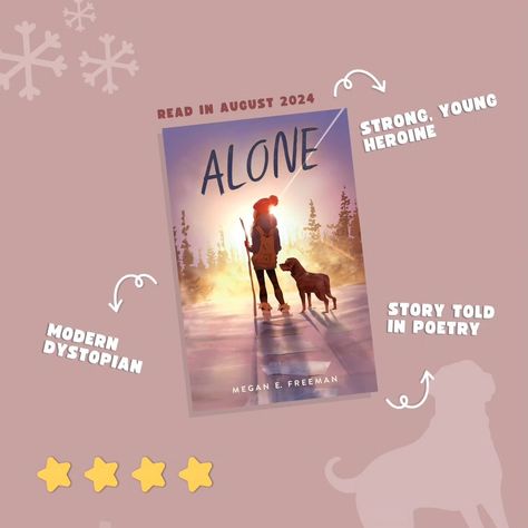 ❄ 🐕‍🦺 Alone by Megan E. Freeman ⭐ 4 stars - poetry format / short chapters - middle grade with depth - dystopian teen heroine 💕 Day 6 of 100 🎉 ✨ 100 books in 100 days ✨ #booksbooksbooks #bookworm #booknook #readingnook #bookworm #bookish #bookishspace #bookshelf #bookshelves #tbrcart #toberead #currentread #currentlyreading #books #booksbooksbooks #booktok #whatimreading #girlswhoeread #readingmom #bookishmom #bookishgirl #readwithsugar #poetry #dystopianbook #middlegrade #100booksin100day... Stars Poetry, Star Poetry, 100 Books, Dystopian Books, 100 Book, Middle Grades, Day 6, Book Nooks, 100th Day