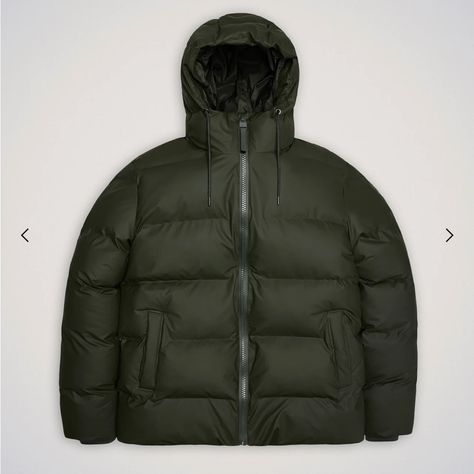 Rains Alta Puffer Jacket, Green, Size Small, Never Worn Winter Jackets Aesthetic, Puffer Aesthetic, Puffer Jackets Men, Mens Puffer Coat, Waterproof Winter Coat, Men Winter Jacket, Short Puffer Jacket, Puffer Parka, Puffer Jacket Women