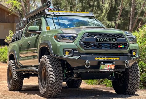 Toyota Tacoma Build Out, Trd Off Road Tacoma, Custom Tacoma 4x4, Green Tacoma Truck, Army Green Tacoma, Tacoma Modified, 3rd Gen Tacoma Mods, Toyota Tacoma Camping, Toyota Tacoma Overland