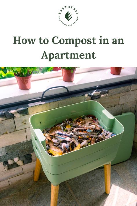 Compost In Kitchen, Apartment Composting Diy, How To Compost In An Apartment, Small Scale Composting, Mini Compost Bin Diy, Recycle Bins Ideas, Apartment Compost, Counter Compost Bin, Eco Activism