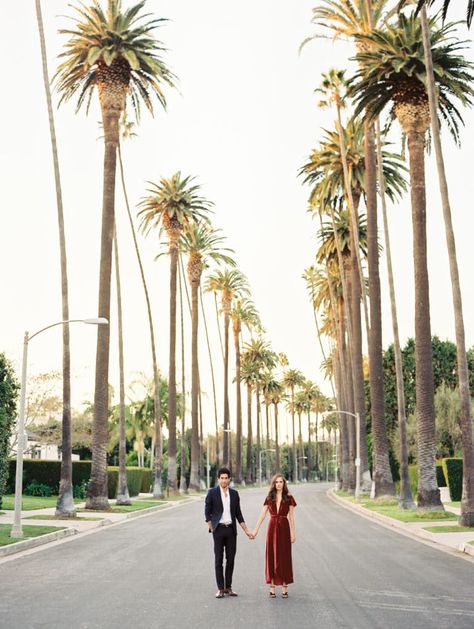 Engagement Photos Tree, Los Angeles Photoshoot, Los Angeles Engagement Photos, Tree Lined Street, Engagement Picture Outfits, Wedding Venue Los Angeles, California Wedding Venues, Engagement Photo Locations, Engagement Session Outfits