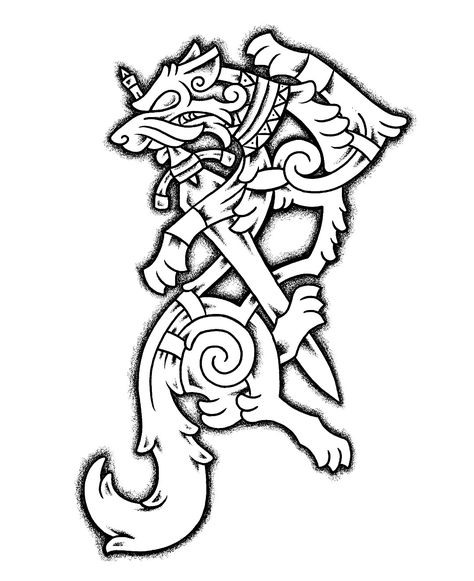 Alpha Symbol, Nordic Wolf, Norse Wolf, Viking Knotwork, Celtic Coloring, Celtic Animals, Norse Design, Celtic Knot Tattoo, Vikings Tattoo