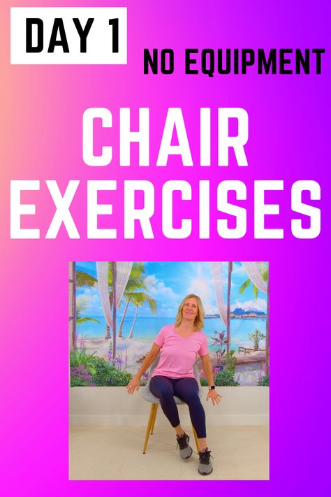 30 minute beginner chair exercises for seniors with no equipment. 28 Day Chair Workout Challenge, Chair Exercises For Seniors, Get Fit At Home, Chair Workout, Chair Exercise, Exercises For Seniors, Fit At Home, Seated Exercises, Senior Day