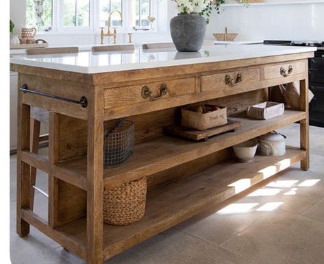 Free Standing Kitchen Island, 18th Century Farmhouse, Mediterranean Kitchen Design, Florida Kitchen, Freestanding Kitchen Island, Country Farmhouse Kitchen, Diy Furniture Building, Century Farmhouse, Antique Buffet