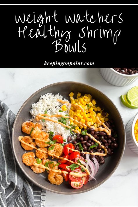 Healthy Shrimp Bowls - Keeping On Point Low Calorie Shrimp Bowl, Healthy Shrimp Bowl Recipes, High Protein Shrimp Pasta, Shrimp Protein Bowl, Shrimp Power Bowl, High Protein Shrimp Dinner, Low Cal Shrimp Recipes, Shrimp Bowl Healthy, High Protein Shrimp Recipes