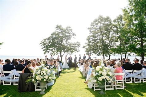 Ceremony on the Tavern Ballroom lawn at the Chesapeake Bay Beach Club | Photo Credit: Rachel Smith Maryland Themed Wedding, Ballroom Design, Chesapeake Beach, Chesapeake Bay Beach Club, Beach Club Wedding, Rachel Smith, Waterfront Wedding, Chesapeake Bay, Island Weddings