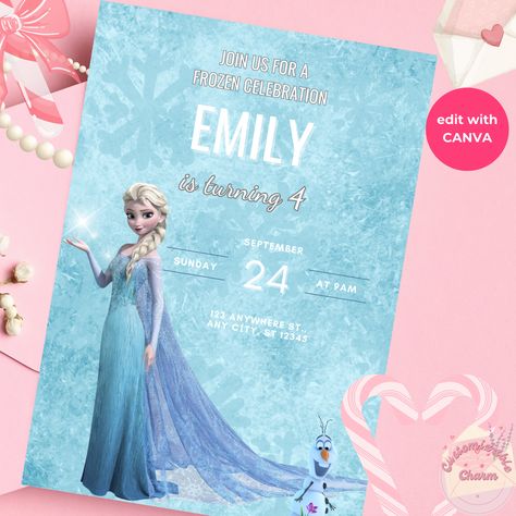 Digital Frozen Birthday Invitation Editable Template, Elsa Birthday Winter Invitation, Princess Party Frozen Invite Elsa Invitation, Frozen Birthday Party Invites, Elsa Birthday Party, Disney Frozen Birthday Party, Winter Invitations, Frozen Birthday Invitations, Disney Frozen Birthday, Elsa Birthday, Winter Girl