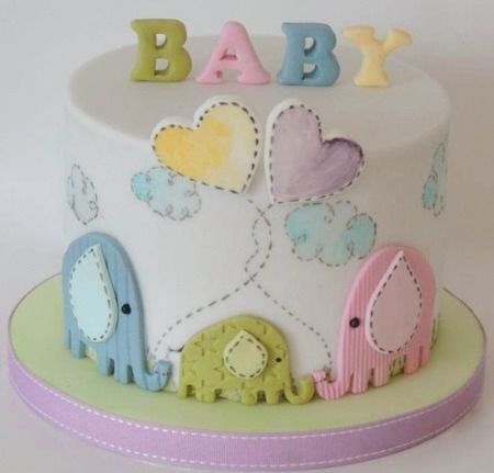 Baby Shower Cake ~ Shereen's Cakes and Bakes Torturi Baby Shower, Elephant Baby Shower Cake, Idee Babyshower, Cake Wrecks, Elephant Cakes, Baby Elefant, Christening Cake, Elephant Baby Showers, Baby Cakes