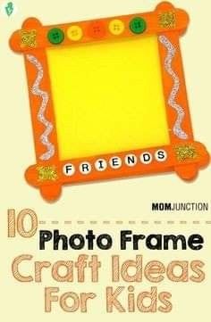 Craft Stick Picture Frame, Photos Crafts Ideas, Crafty Picture Frames, Craft Photo Album Ideas, Arts And Crafts Picture Frames, School Picture Frame Ideas, Kids Craft Picture Frame, Foam Picture Frames Diy, Preschool Picture Frame Craft