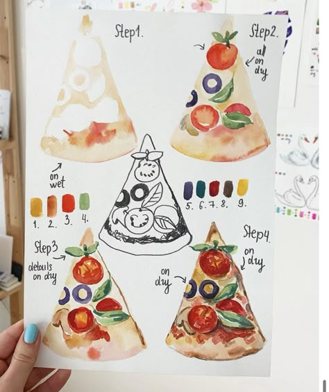 Physically Tired, Artist Hue, Watercolor Food Illustration, Food Tutorials, Food Art Painting, Learn Watercolor Painting, Food Artwork, Watercolor Beginner, Watercolor Tutorial