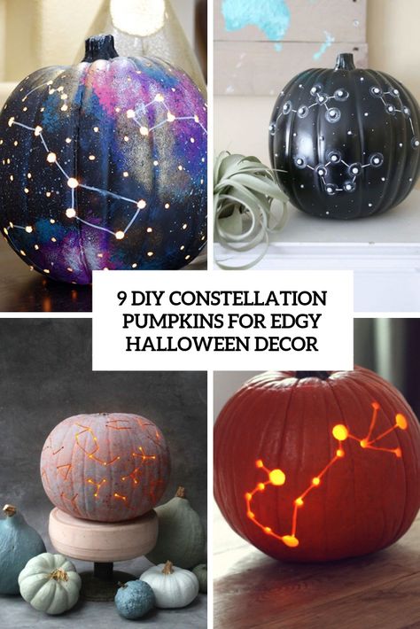 Pumpkin Drilling, Diy Pumpkins Painting, Diy Constellation, Pumpkin Designs Painted, Galaxy Decor, Halloween Pumpkin Diy, Pumpkin Decorating Contest, Easy Pumpkin Carving, Diy Galaxy