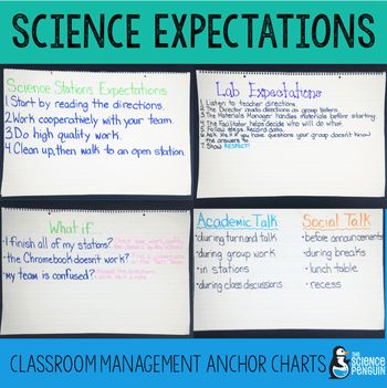 Working with interactive science notebooks, group labs, and science stations require special planning for classroom management.  Find out more about my expectations during science. The Science Penguin, Sixth Grade Science, Science Penguin, Fourth Grade Science, Science Anchor Charts, Science Stations, 7th Grade Science, Lab Safety, Classroom Expectations