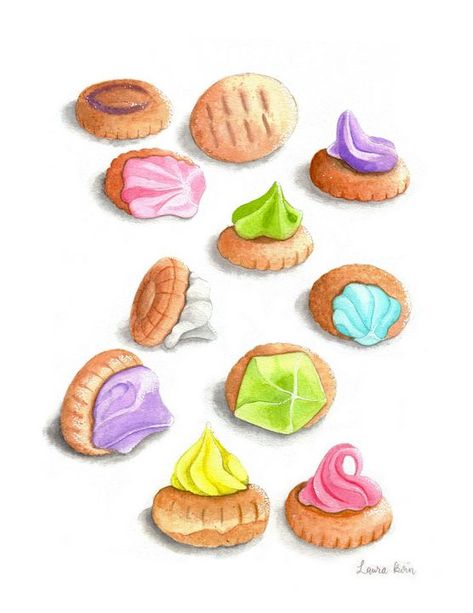 Singapore Food Drawing, Singapore Food Illustration, Singapore Graphic Design, Biscuits Illustration, Miniature Business, Bagoong Alamang, Iced Gems, Scene Drawing, Food Artwork