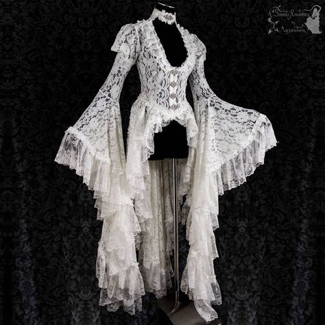 Somnia Romantica on Instagram: “I often feel like I design for fashionable and/or theatrical ghosts & vampires 🙃 This was a piece I made with lots of French chantilly…” Woodland Fairy Costume, Vampire Fashion, Vampire Dress, Vampire Clothes, Medieval Woman, Medieval Dress, Fairy Costume, Bridal Lace, Women Vintage