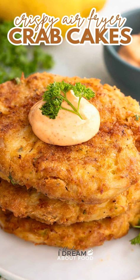 Making keto crab cakes in your air fryer means less mess and less clean up. This air fryer crab cake recipe is easy to make and absolutely delicious. You wouldn't know they are grain-free and healthy! Stovetop instructions included. #crabcakes #airfryerrecipes #lowcarbrecipes Keto Crab Cakes Recipe, Crab Cakes In Air Fryer, Air Fryer Crab Cakes, Keto Crab Cakes, Air Fryer Crab, Air Fryer Keto, Cooking Crab, Keto Fish, Crab Rolls